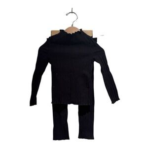 Rylee + Cru Black/Charcoal Grey Long Sleeve Ribbed Set - size 2-3